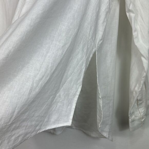 Soma WKND Relaxed Fit Linen Button Down Shirt In Optic White Size M - Picture 5 of 10